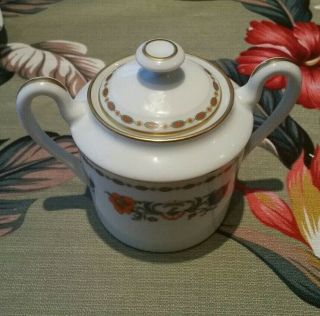 Vintage Porcelain Raynaud Limoges France Covered Sugar Bowl With Flowers And.
