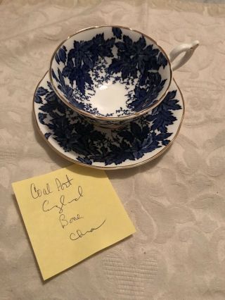 Coalport Blue Maple Leaves Teacup And Saucer Made In England