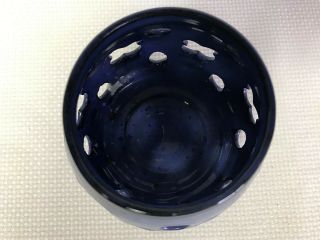 Studio Art Pottery Candle Holder with Cutouts Signed VS Cobalt Blue 2