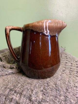 Mccoy Pottery Brown Drip 16 Oz.  Creamer/small Pitcher W/handle - Pour Spout - Usa - Euc