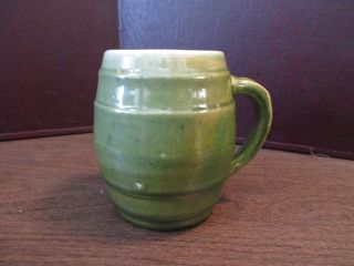 Vintage Yellow Ware Green Salt Glaze Stoneware Mug Heavy Tankard