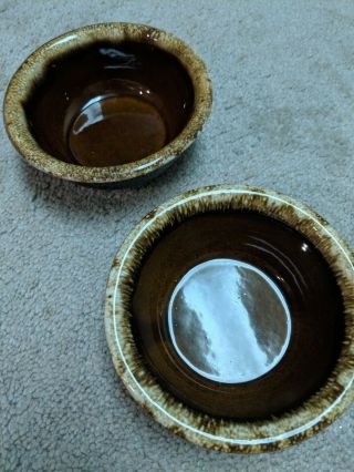 Hull Pottery Usa Brown Drip Set Of 2 Vintage 5 - 1/4 " Bowls