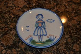 Vtg Handpainted Ma Hadley Pottery Bread Plate - Country Farm Girl