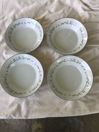 Set Of 4 Sheffield Fine China Elegance Berry/dessert Bowls / 502t - White Roses