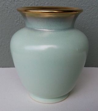 Steuler - Vintage German Art Pottery Vase 508/12 - Green W/ Gold