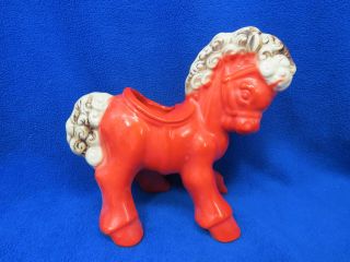 Vintage Shawnee Pottery Red And White Horse Planter