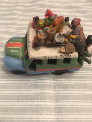 Vintage Colombia Folk Art Crafted Terracotta Clay Potery Bus - 3 1/2 "