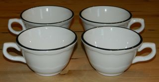4 - White With Black Trim Syracuse China Restaurant Coffee Cups