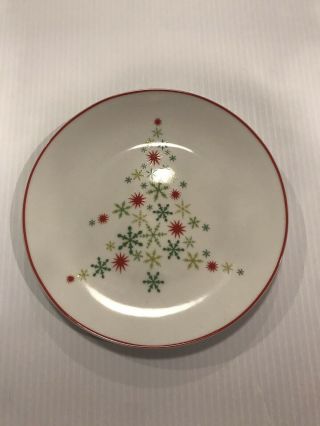 Xmas Appetizer/cocktail Plate - Holiday Tree By Crate & Barrel - Snowflakes