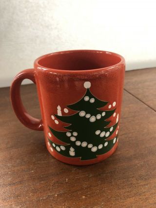Vintage Waechtersbach Red Ceramic Christmas Tree Coffee Cup Mug West Germany