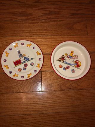 2 Piece Tiffany & Co Toys Drummer Child Set Bowl & Plate 1992 Mason England