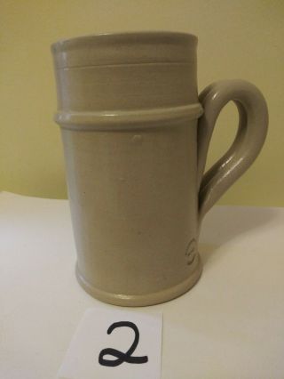 Williamsburg Pottery Stoneware Mug/Stein With Blue Leaves - 5 1/2 inches tall 2