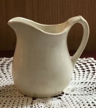 Vintage Small White Pottery Pitcher 5” Tall