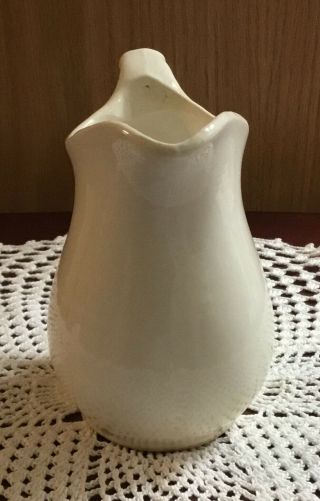 Vintage Small White Pottery Pitcher 5” Tall 2