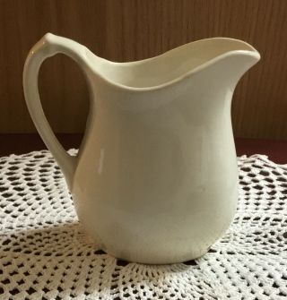 Vintage Small White Pottery Pitcher 5” Tall 3