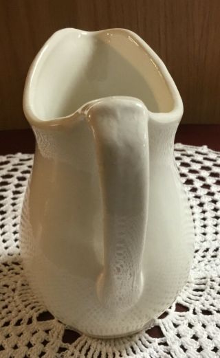 Vintage Small White Pottery Pitcher 5” Tall 4