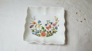 Aynsley Cottage Garden Trinket Dish Plate Butterfly Fine Bone China England Box
