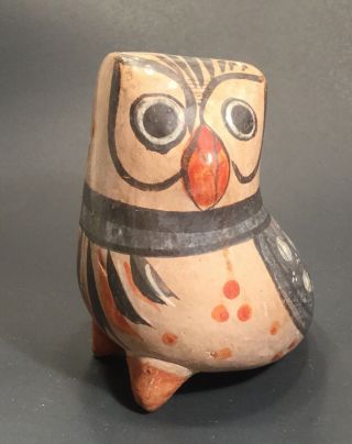 Vintage Pottery Owl Hand Painted Mid Century Modern - Pottery Clay Handmade Unique