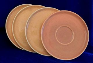 4 Coral Russel Wright Mid - Century American Modern Steubenville Saucers