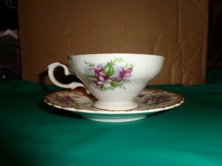 Vintage Royal Sealy China Japan Purple Violets W/gold Trim Tea Cup And Saucer