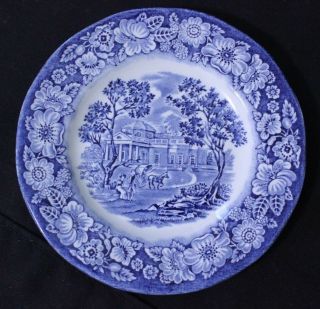 Liberty Blue Staffordshire England Historic Colonial Scenes Bread & Butter Plate
