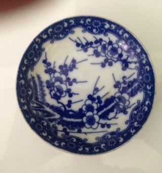 Rare Vintage Nippon Tokusei Rising Sun Blue /white Cherry Blossom Porcelain Dish