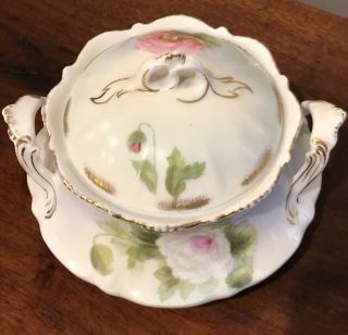 Antique P&T Tirschenreuth Hand Painted Bavaria Fine Porcelain Sugar Bowl 3