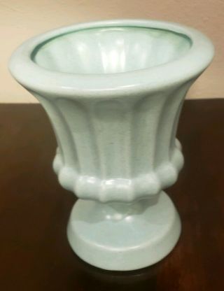 Vintage Haeger Aqua Light Blue Art Pottery Vase Urn Planter 6.  75 " Tall Speckled