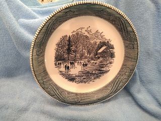 Royal China Jeannette Currier And Ives Pie Plate Ice Skating