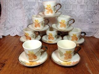 Vintage Franciscan October Autumn Leaves Hand Painted Cup And Saucer Usa Made