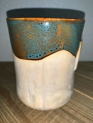 4.  5” Blue Brown & Tan Cape Shore Glazed Stoneware Pottery 16 Oz.  Turtle Cup Mug 3