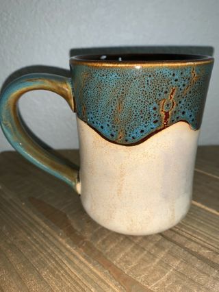 4.  5” Blue Brown & Tan Cape Shore Glazed Stoneware Pottery 16 Oz.  Turtle Cup Mug 4