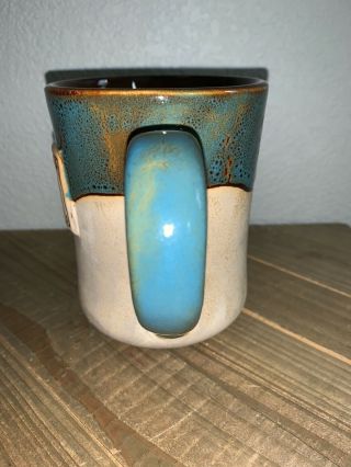 4.  5” Blue Brown & Tan Cape Shore Glazed Stoneware Pottery 16 Oz.  Turtle Cup Mug 5