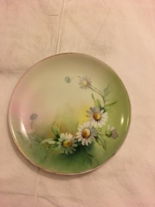 Vintage Hand Painted Plate Bavaria Germany Hutschenreuther Gelb White Daisy Art