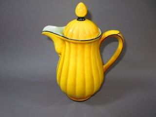 Pearlescent Yellow And Black German Porcelain Jug / Pitcher