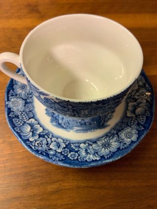Vintage Liberty Blue Cup And Saucer Paul Revere And Old North Church