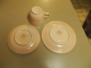 VINTAGE HOMER LAUGHLIN FIESTA WARE CUP,  SAUCER & CAKE PLATE SALMON / PINK COLOR 5