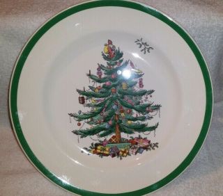 10 3/4 " Spode Christmas Tree Dinner Plate Green Band England S3324 K 1986