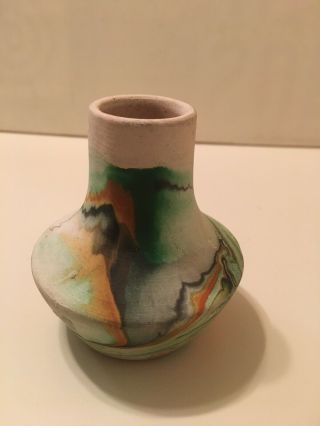 Swirl Nemadji Native Indian Usa Pottery Small 3.  5 " Vase