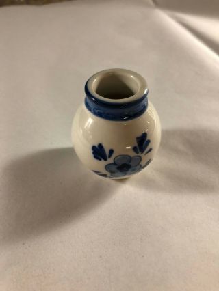 Vintage Delft Blauw Hand Painted Tiny Bud Vase Toothpick Holder