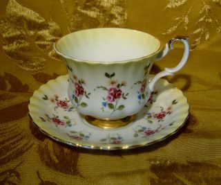 Royal Albert Cup & Saucer Floral Pink Roses Gold Trim Made In England