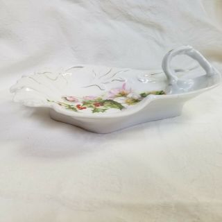 Vintage P S Germany Holly Berry Flowers Candy Soap Lemon Dish Porcelain 3