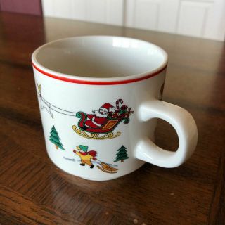 The Joy Of Christmas Jamestown China Coffee Cups Mugs Santa Reindeer Sleigh