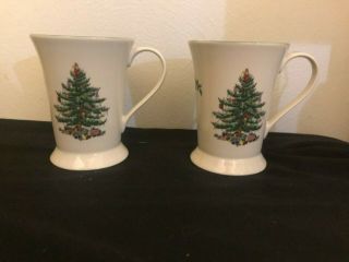 Spode Christmas Tree Coffee Mugs Cups Hot Cocoa Euc