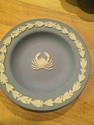 Wedgwood Pale Blue Jasperware Zodiac Cancer Crab 4.  5 " Plate Dish Vintage