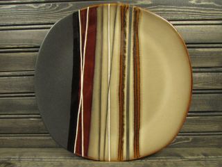 Bazaar Brown By Home Trends Square Dinner Plate Brown Black & Tan Stripes L193