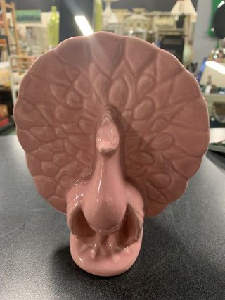 Vintage Moreton Mccoy Pottery Pink Peacock Bird Wall Pocket Planter Vase Usa