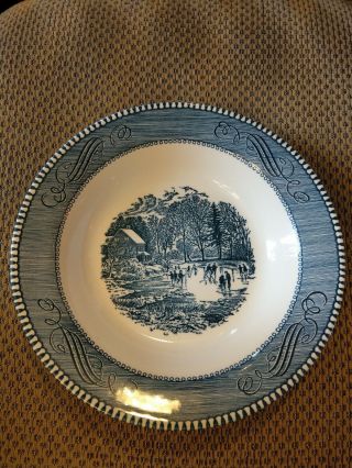 Vintage Currier And Ives Royal China 8.  5” Soup Bowl Early Winter