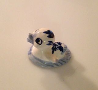 Vintage Blue Delft Holland Porcelain Miniature Duck Duckling Figurine 2 "