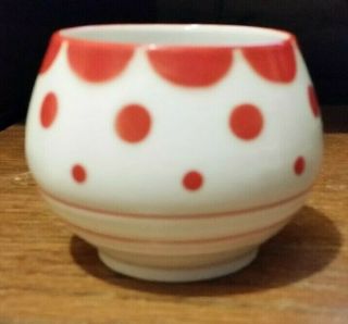 Erphila Sugar Bowl - Red Polka Dots/stripes - Czechoslovakia